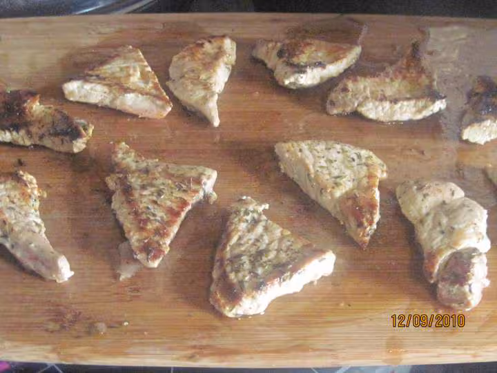Triangles de porc aux riz photos