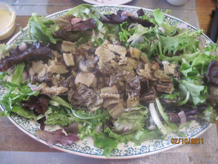 Tripes en salade aux meli melo de salade melanger