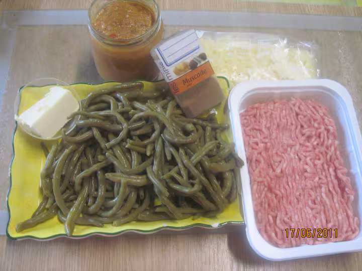 Veau hache et haricots verts gratine