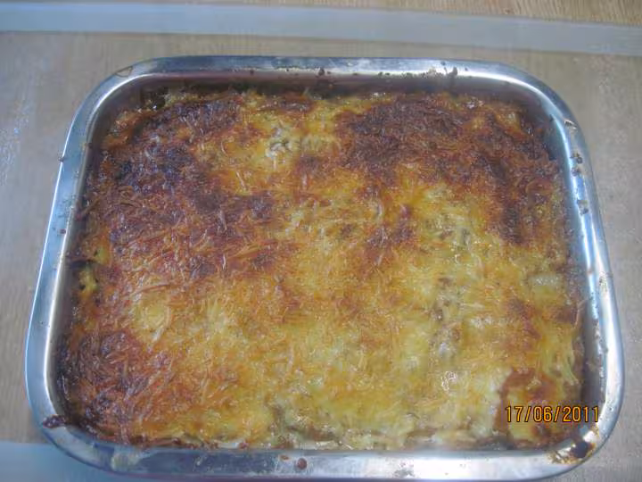 Veau hache et haricots verts gratine