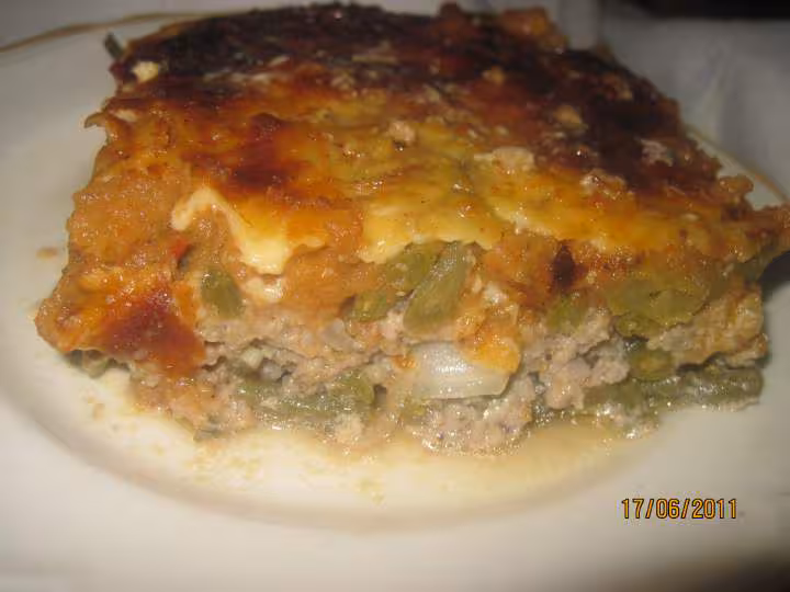 Veau hache et haricots verts gratine