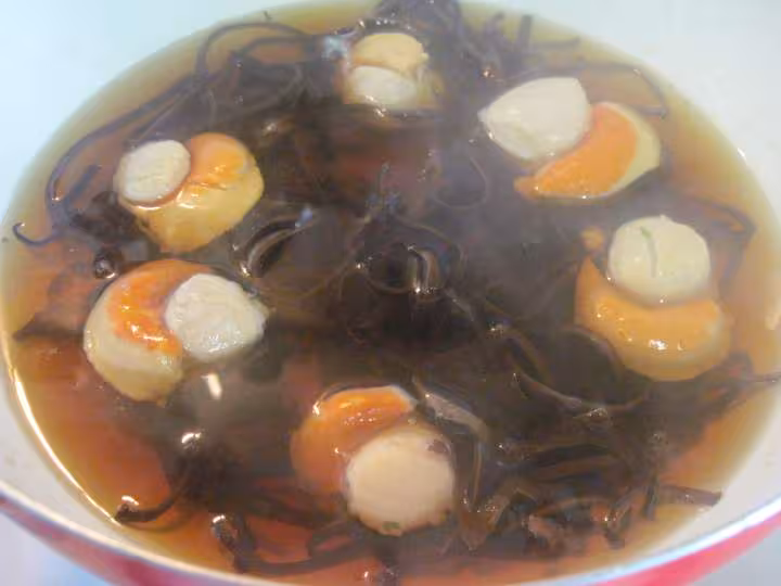 Vermicelle chinois aux champignons noirs et crustaces