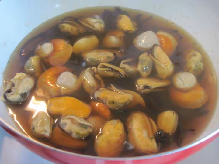 Vermicelle chinois aux champignons noirs et crustaces
