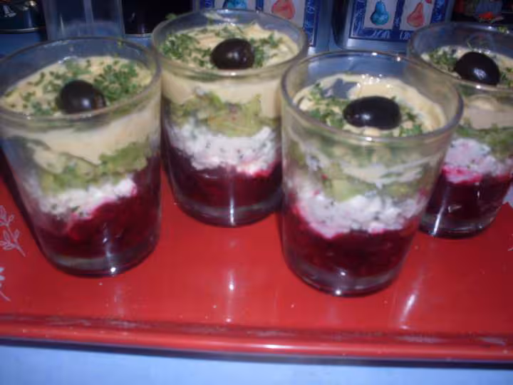 Verrines de betterave rouge d avocat fromage de brousse