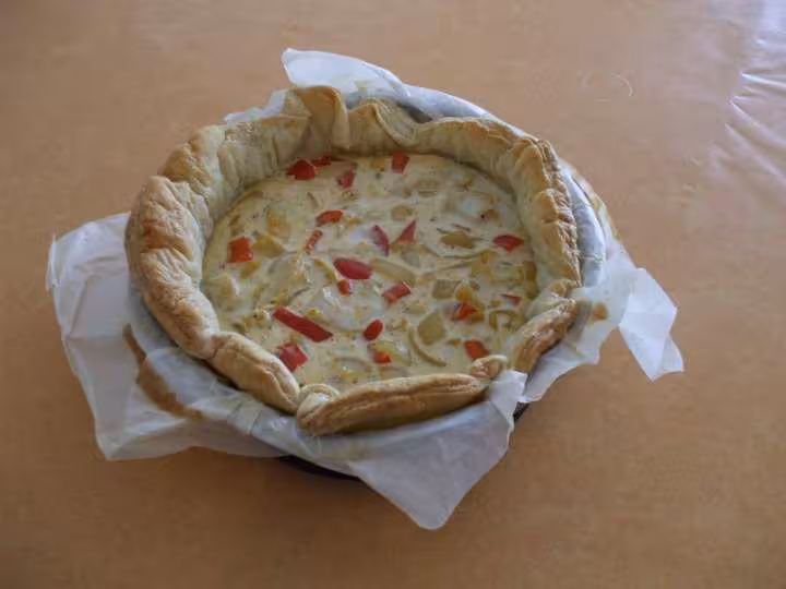 Quiche poulet poivrons curry
