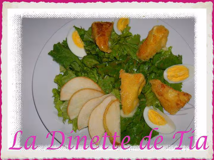 Croustillants de camembert et poire emincee
