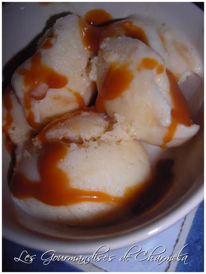 Glace au nougat et caramel a la fleur de sel