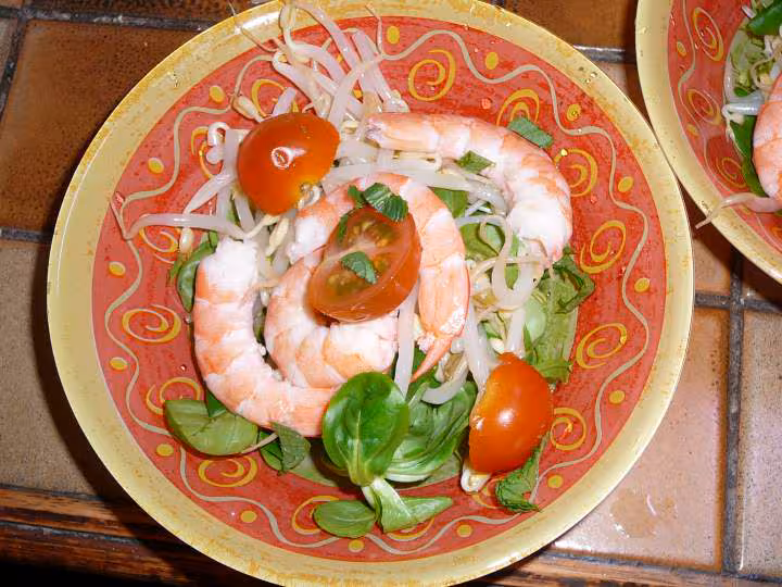 Salade de crevette et pouce de soja