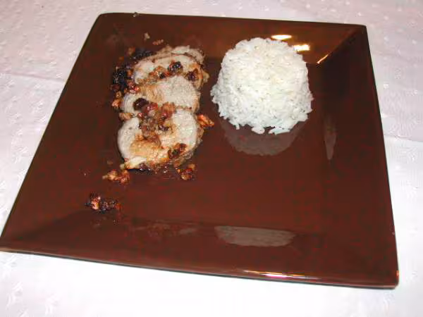 Filet mignon aux noix et noisettes riz basmati