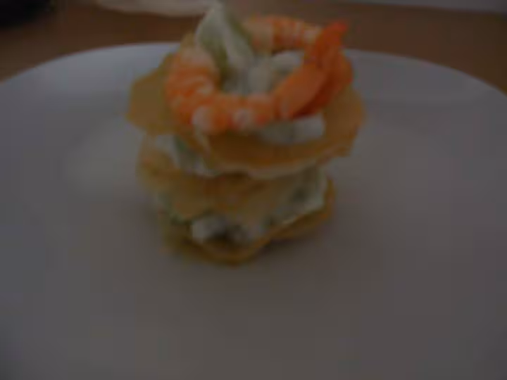 Mille feuilles crevettes et concombre