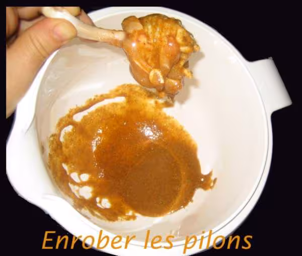 Enrober les pilons de la preparation aux epices