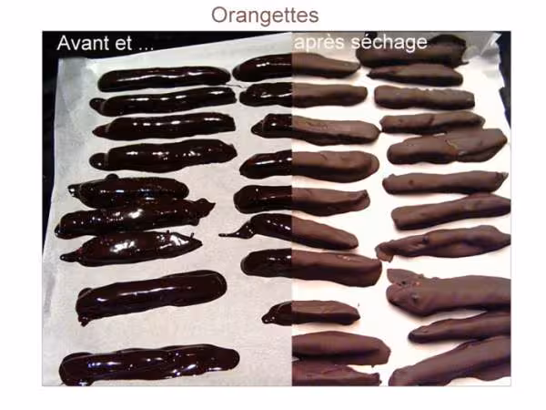 Les orangettes avant et apres sechage