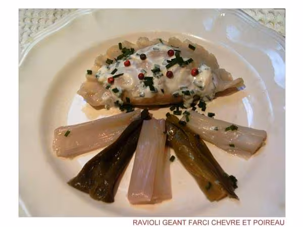 Ravioli geant farci chevre et poireau
