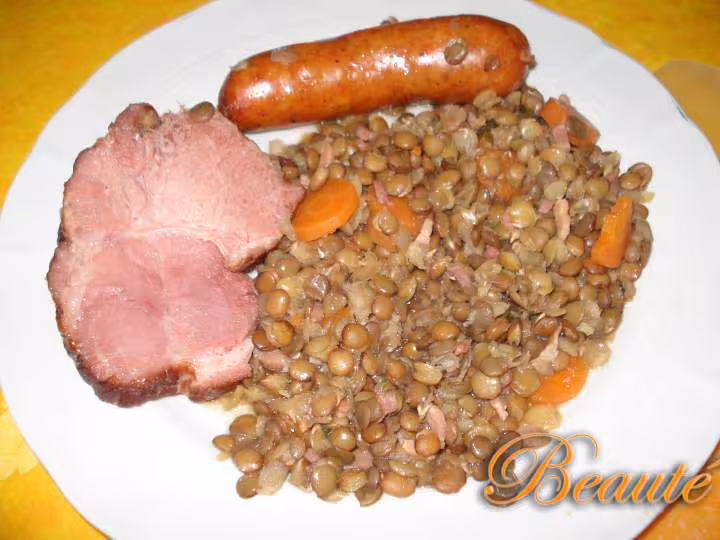 Echine de porc aux lentilles