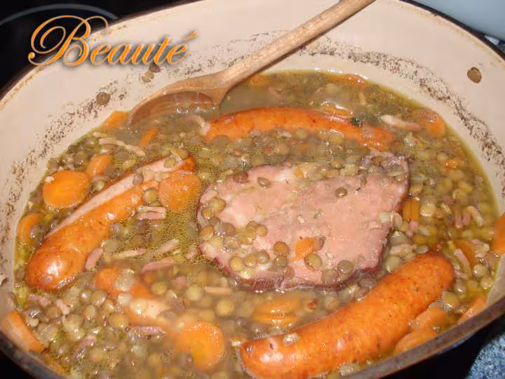 Echine de porc aux lentilles