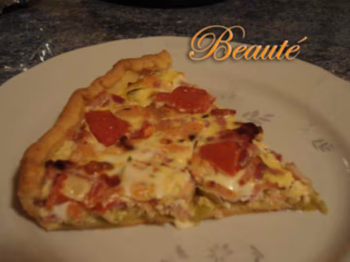 Quiche au saumon lardons et poireaux