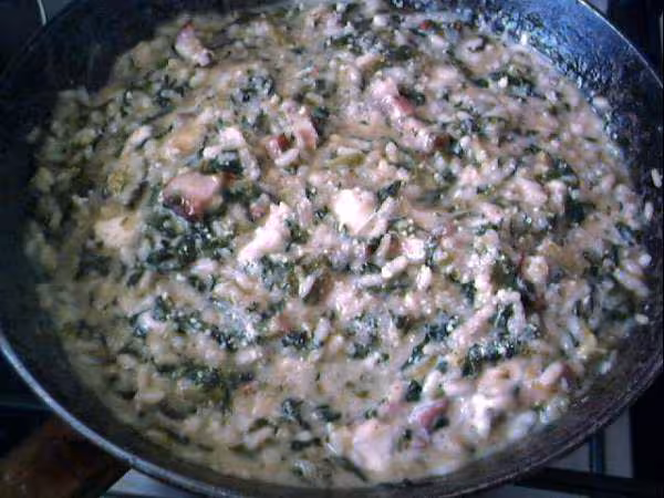 Risotto aux jeunes pousses d epinards et a la laitue