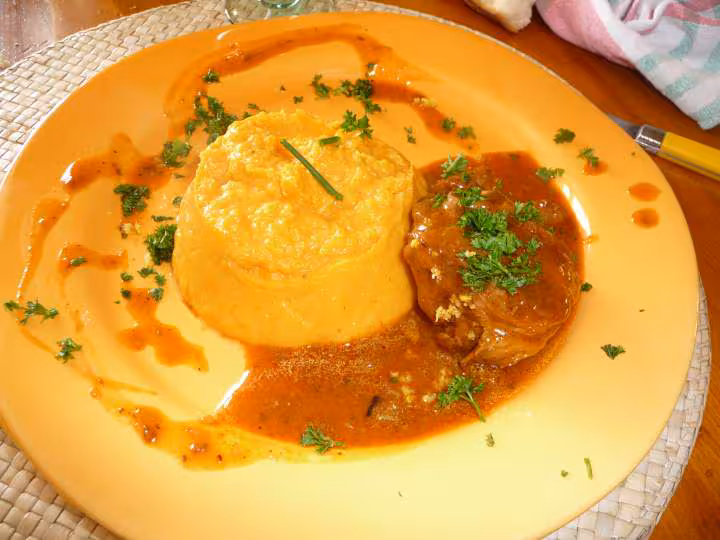 Puree de patates douces et blanquette de dinde