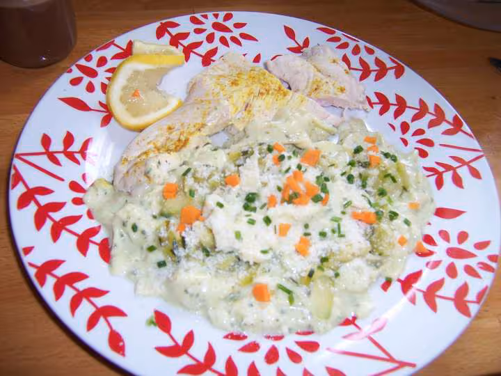 Tagliatelles fraiches aux courgettes et a la dinde