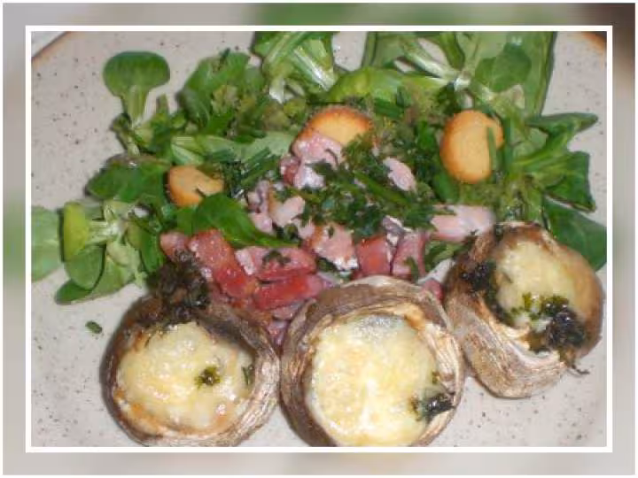 Salade champignons lardons munster