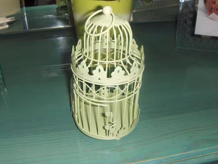 Petite cage pour mettre une bougie vert anis