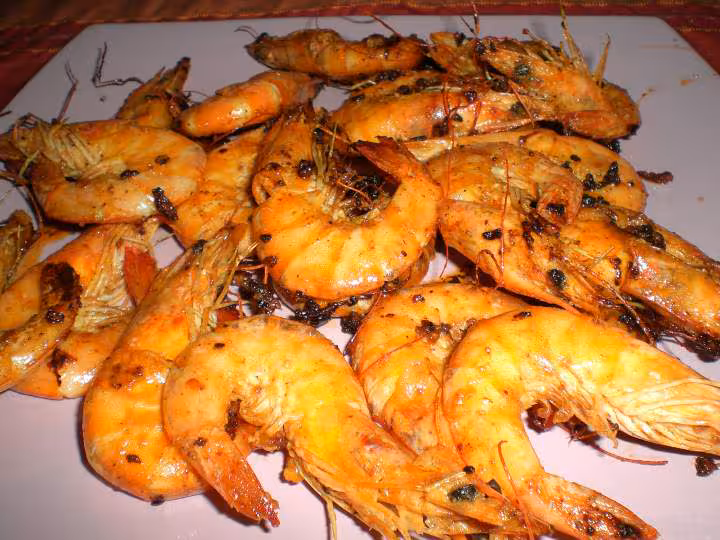 Gambas marinees cuites