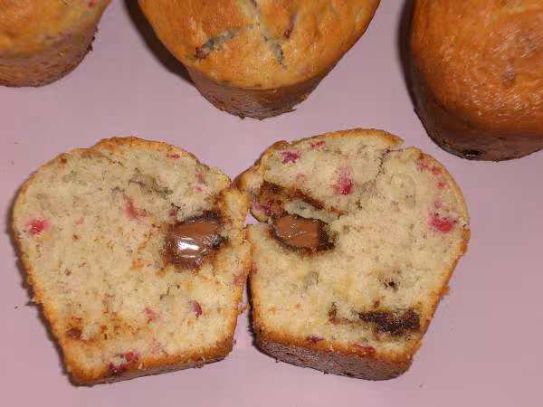 Muffins aux framboises pralinoise
