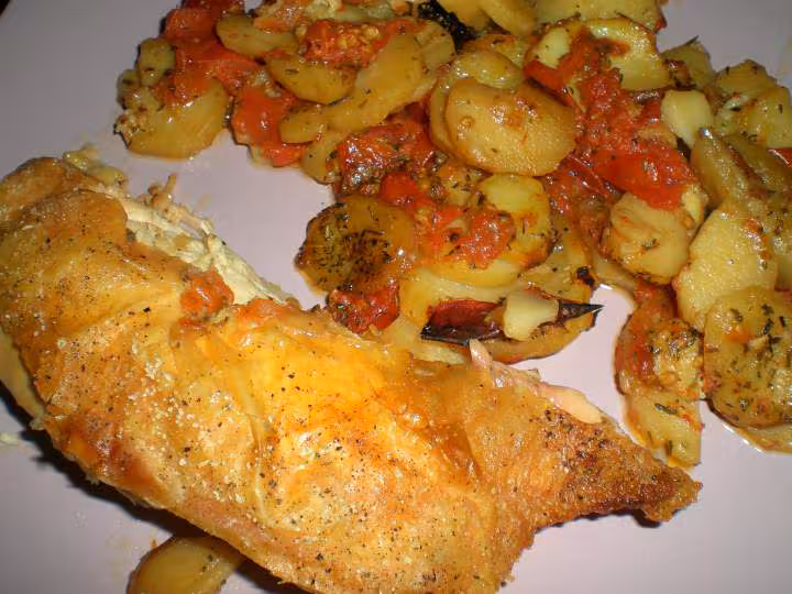Poulet au four pomme de terre tomates et herbes de provence