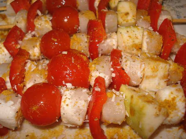 Brochettes petoncle poivron