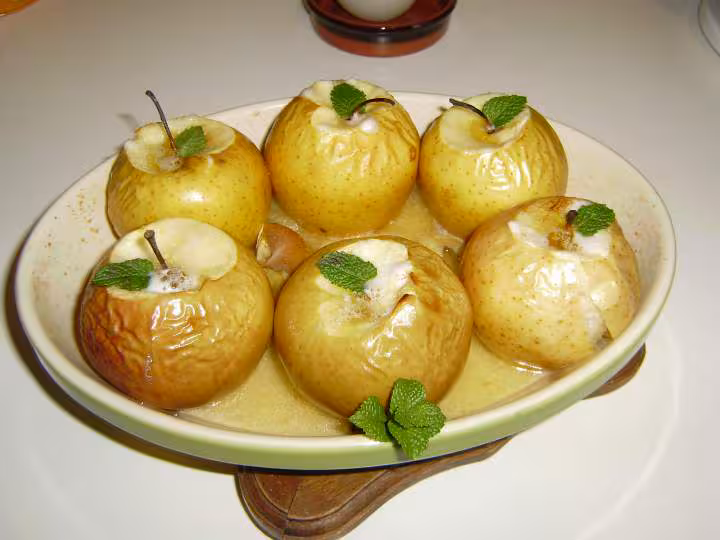 Pommes au four miel menthe apres cuisson