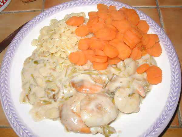 Noix de st jacques a la fondue de poireaux ww