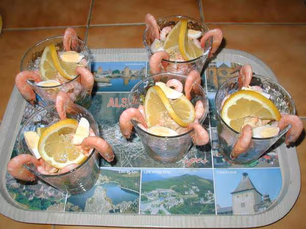 Verrine macedoine crevettes