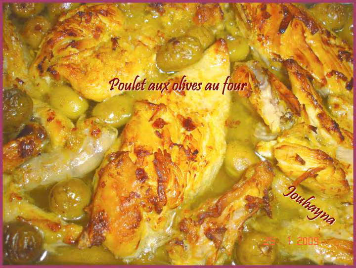 Poulet aux olives vertes au four