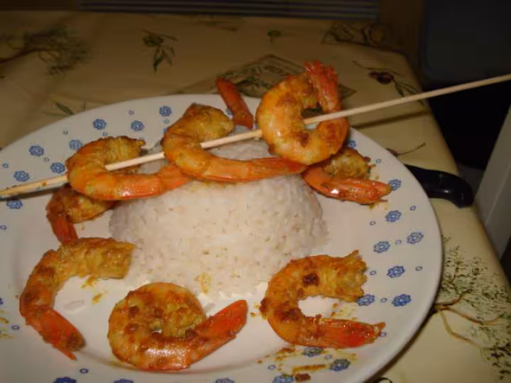 Brochette de crevettes au gingembre
