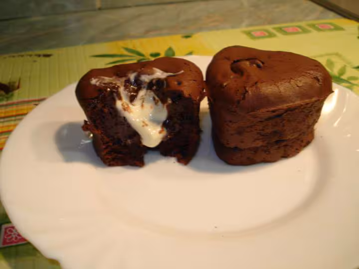 Fondant choco noir coeur coulant choco blanc