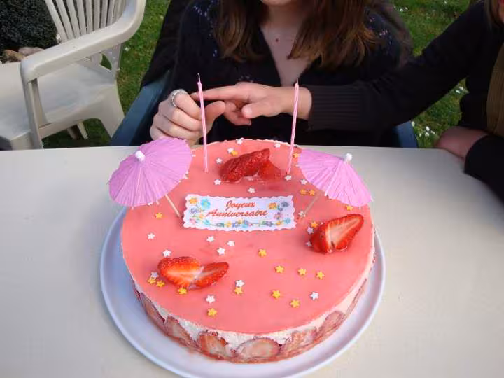 Gateau anniversaire fraisier