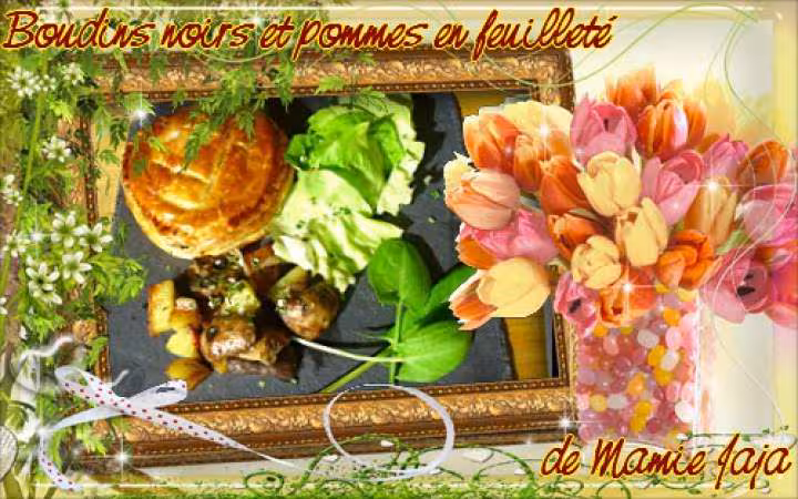 Boudins noirs et pommes en feuillete