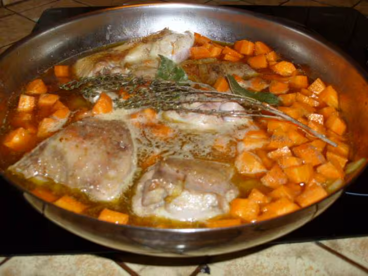 Coq aux carottes et creme fraiche