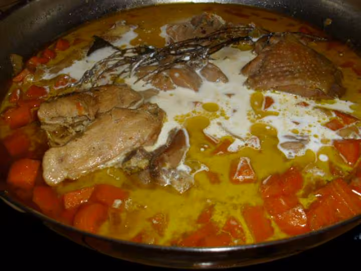Coq aux carottes et creme fraiche