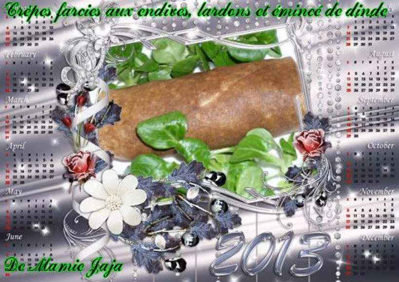 Crepes farcies aux endives lardons et emince de dinde