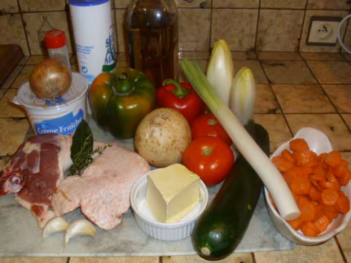 Cuisses de canard et sa fondue de legumes