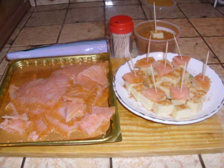 Duo de saumon sur gruyere aux epices mexicaines