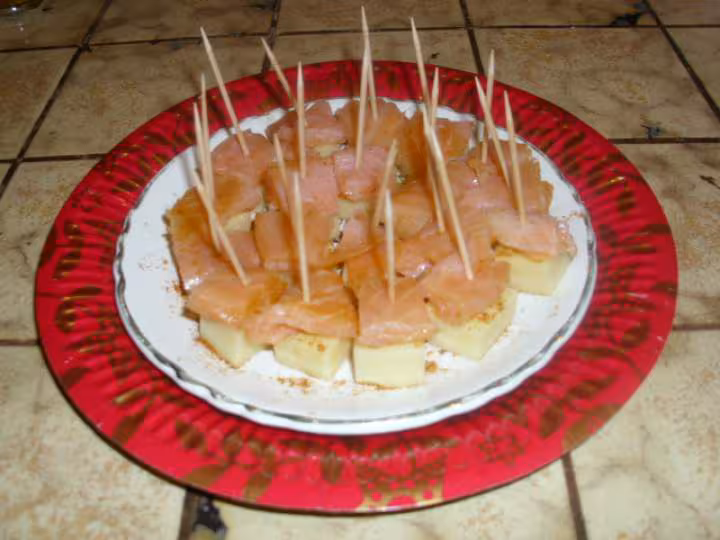 Duo de saumon sur gruyere aux epices mexicaines