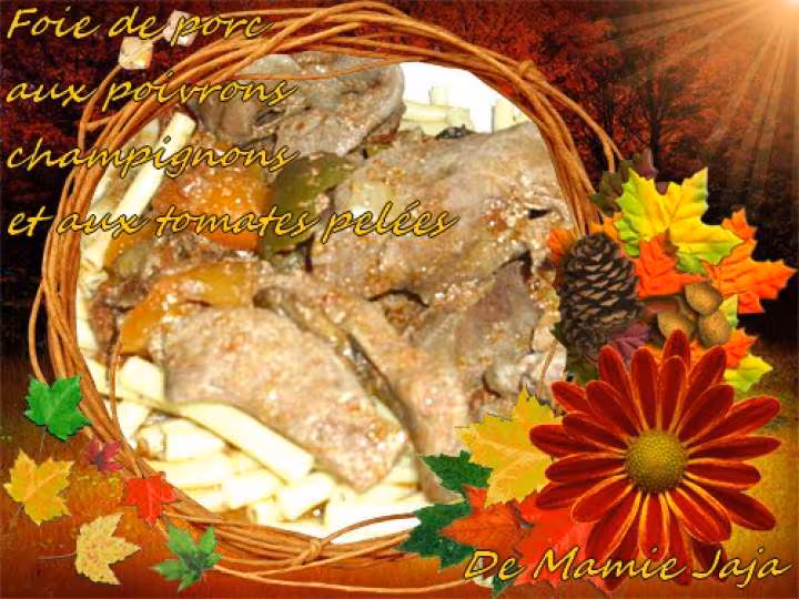 Emince de foie de porc aux poivrons et champignons