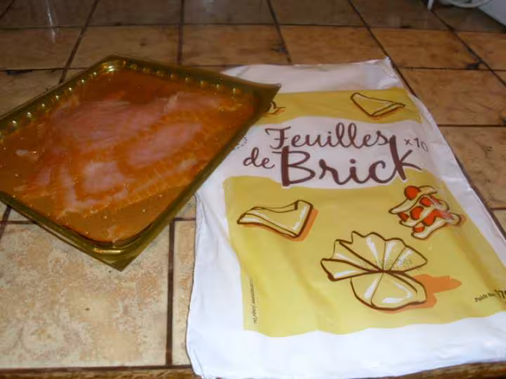 Feuilles de brik au saumon fume