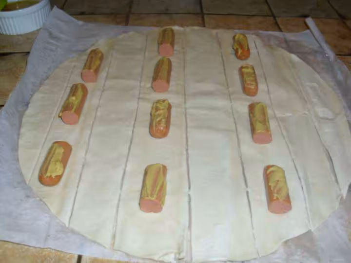 Feuillete de saucisses moutardees