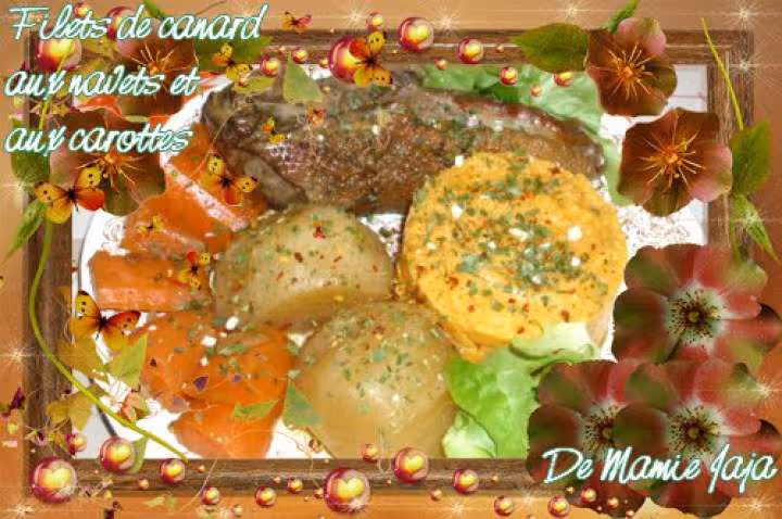 Filets de canard aux navets et aux carottes