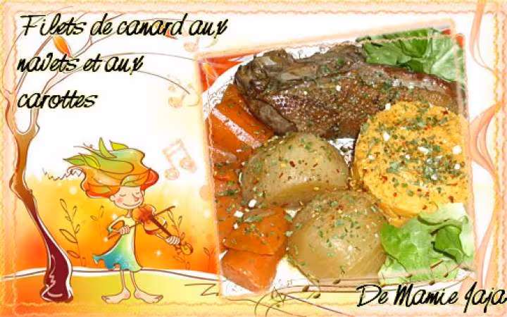 Filets de canard aux navets et aux carottes