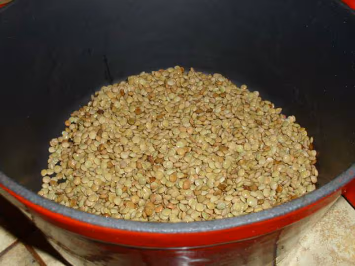 Lentilles aux manchons de canard et poitrine de porc