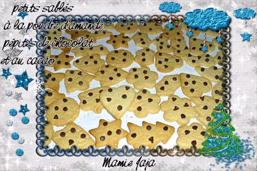 Petits sables a la poudre d amande pepites de chocolat et au cacao